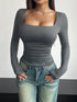 'Delfina' Square Neck T-Shirt - Celes Fashion